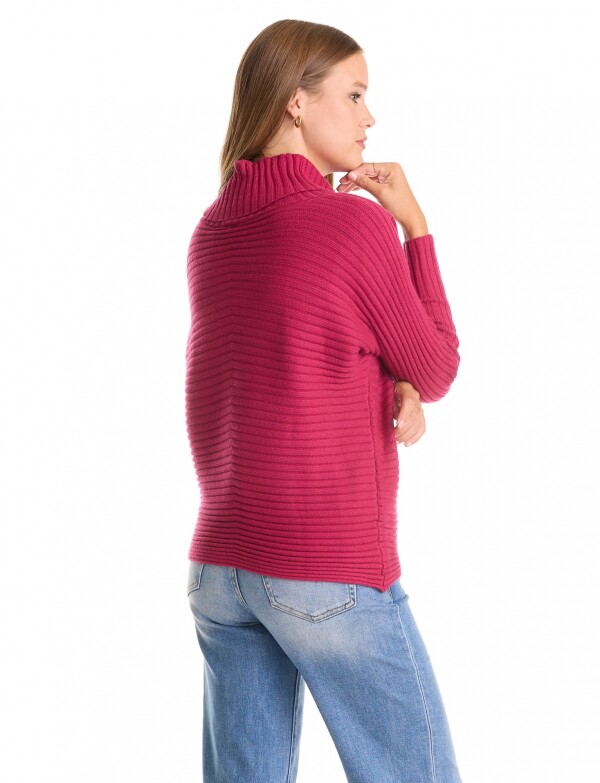 Buzo Acanalado Cuello Alto FUCSIA