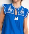 Blusa Bordado Azul Francia