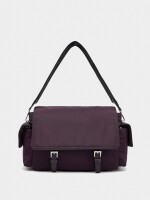 Bolso Bandolera De Nylon Con Solapa burdeos