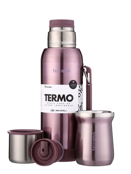 Kit Termo 1LT Con Base De Silicona + Mate de Acero Tradicional Lila Metalizado