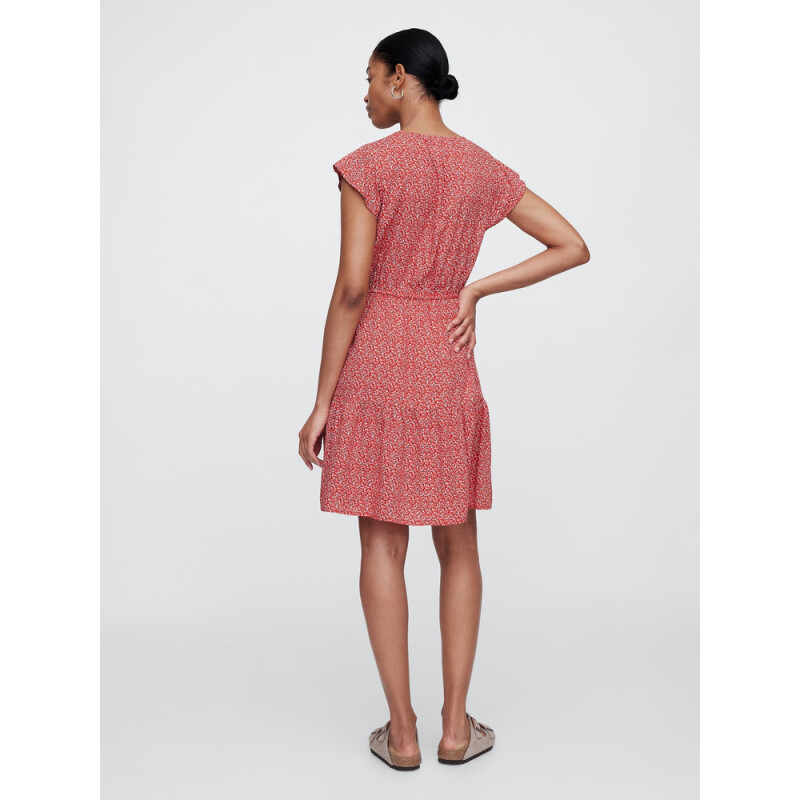 V-OPP SS TIE WAIST MINI RED FLORAL PRINT