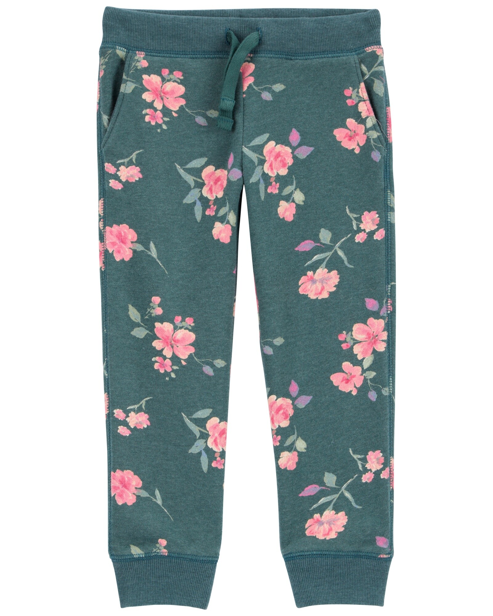 Pantalón deportivo de algodón, diseño floral Sin color