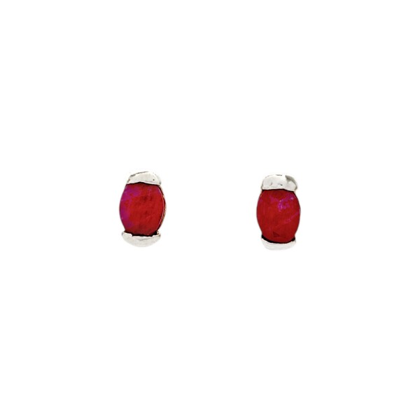 Caravanas rectángulo-Plata 925-Piedra rubí-CA3443 conpiedra