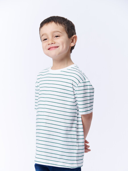 Remera estampa Rayas Blanco Y Verde