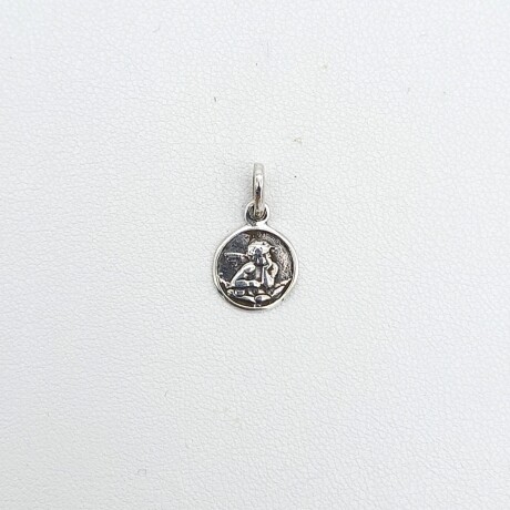 Medalla religiosa de plata 925, Ángel Rafael, diámetro 10mm. Medalla religiosa de plata 925, Ángel Rafael, diámetro 10mm.