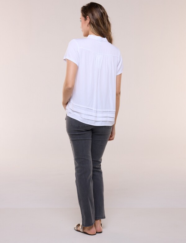 Camisa Alforzas En Ruedo BLANCO
