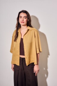 Camisa Lyocell Mostaza
