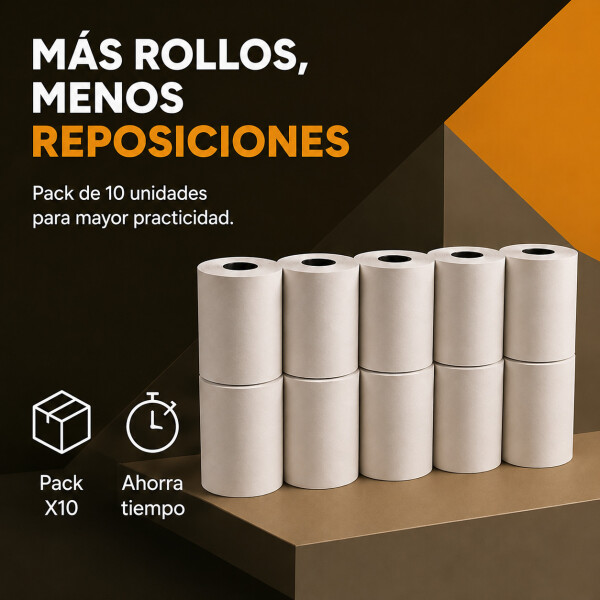 Rollo De Papel Térmico Para POS Impresora 57x40 mm Pack X50 Blanco 1
