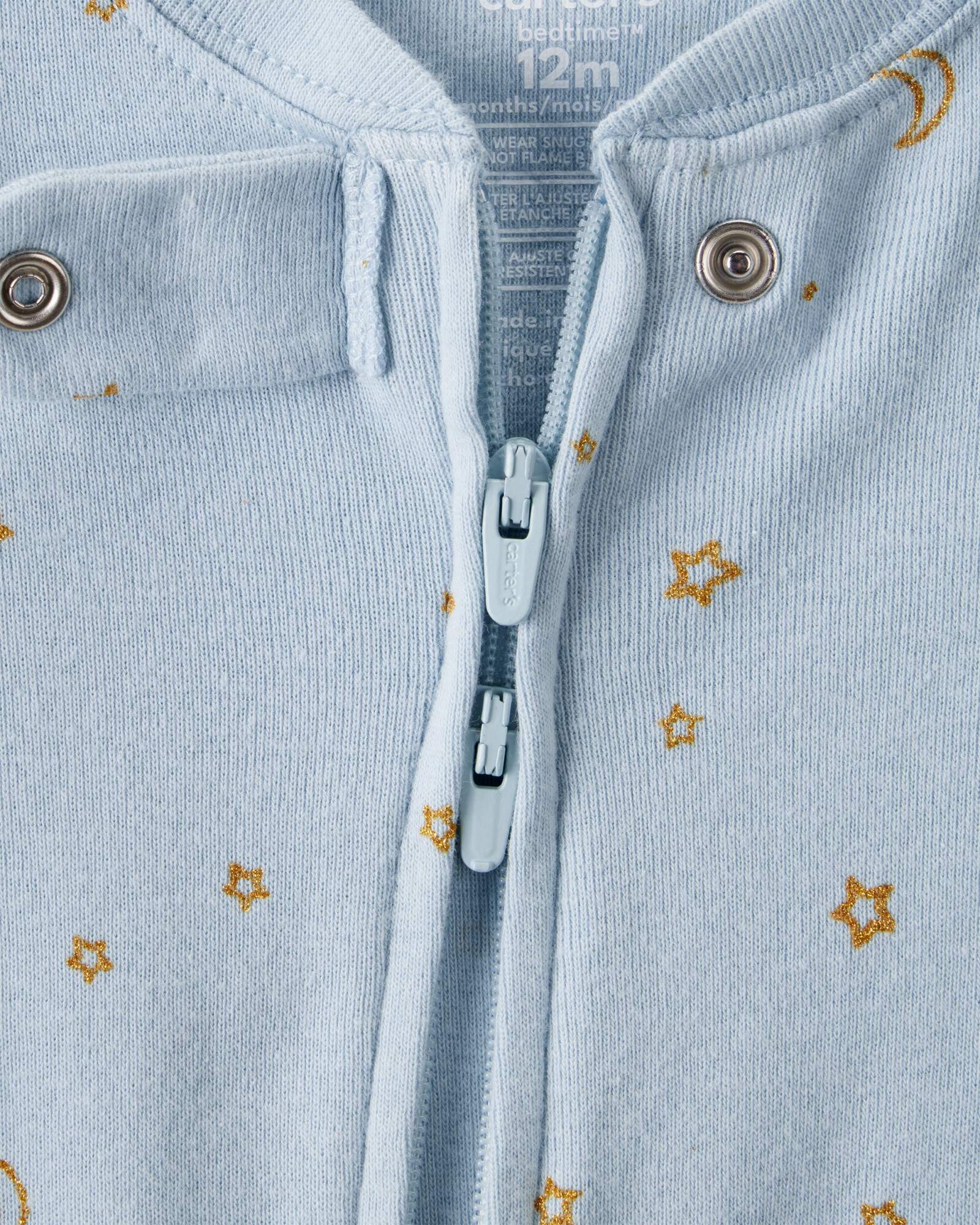 Pijama una pieza de algodón, con pie, estampa unicornio Sin color