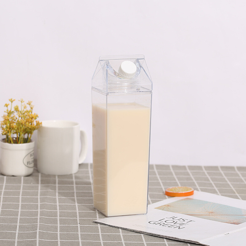 Botella acrílica estilo caja de leche grande 1L Botella acrílica estilo caja de leche grande 1L