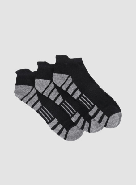 Pack x3 medias cortas con diseño deportivo Negro