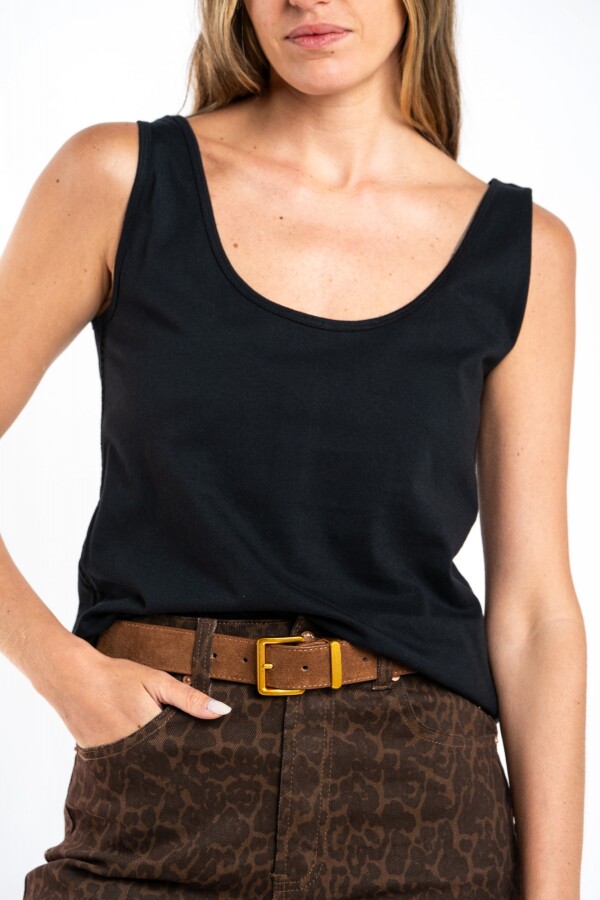 Musculosa Algodón Peinado Negro
