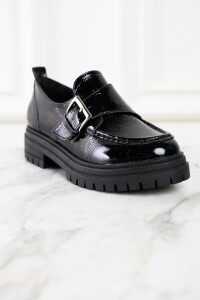 Zapato Hebilla Charol Negro