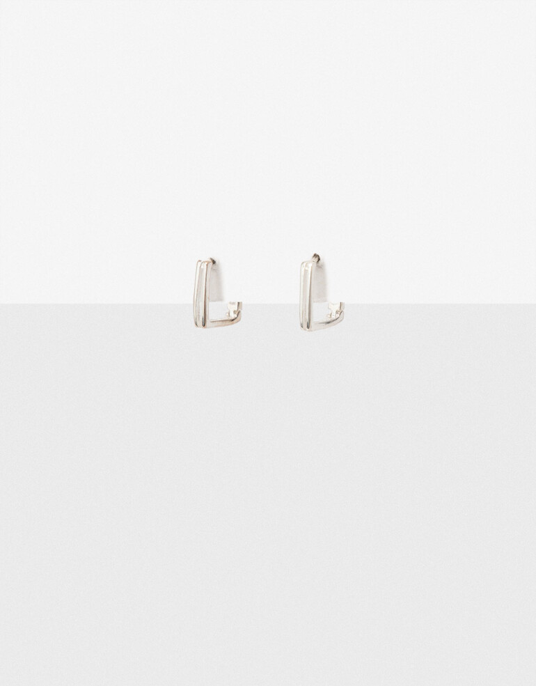 Aros Argollas Metal Aros Argolla Cuadrado Plata 925 - Plateado