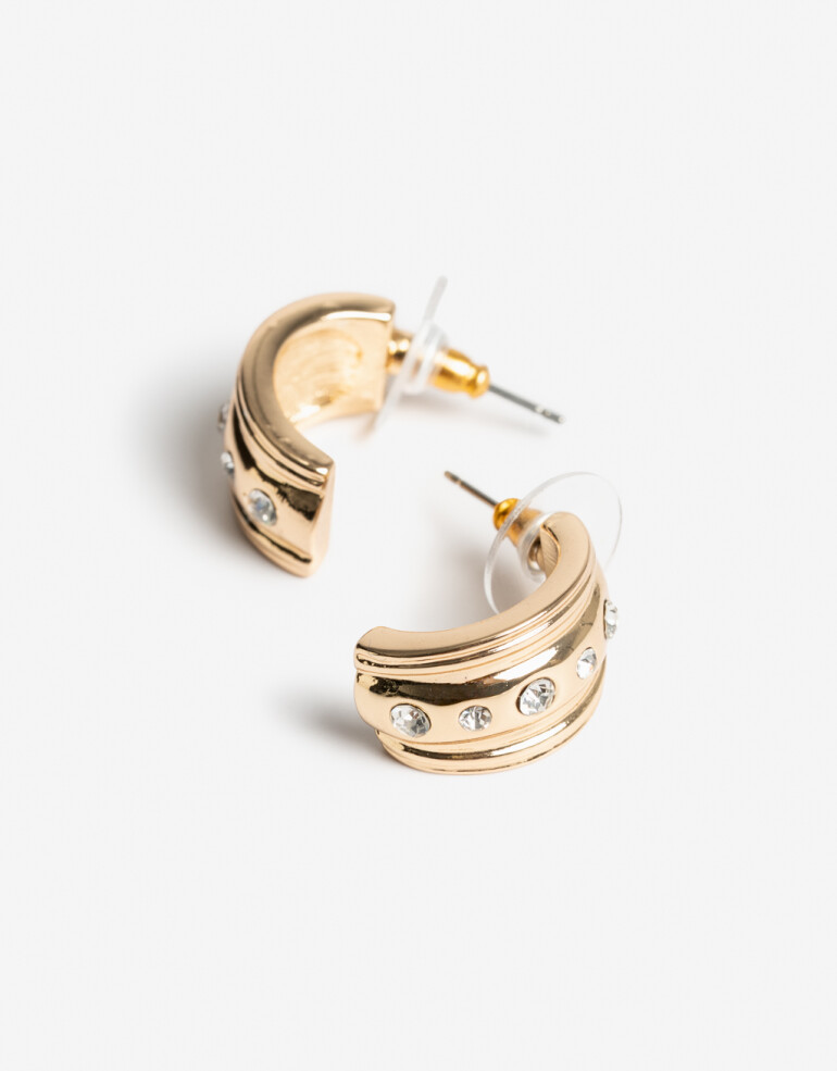 Aros Argollas Strass Aros Argolla Con Strass De La Línea Stay Golden. - Dorado