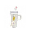 Vaso térmico de acero con accesorios y tapita 420ml Blanco