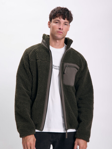 Campera sherpa estampada Verde