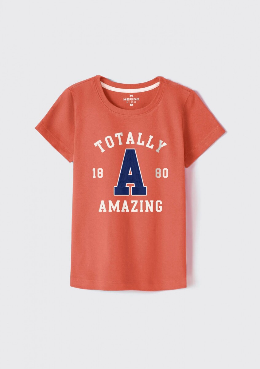 CAMISETA BÁSICA INFANTIL CON ESTAMPA - ROJO 