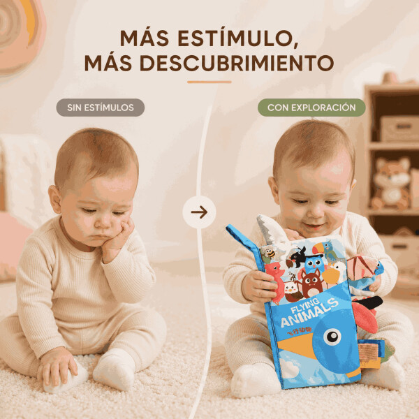 Libro Sensorial para Bebé con Colas, Mordillo y Sonidos Azul