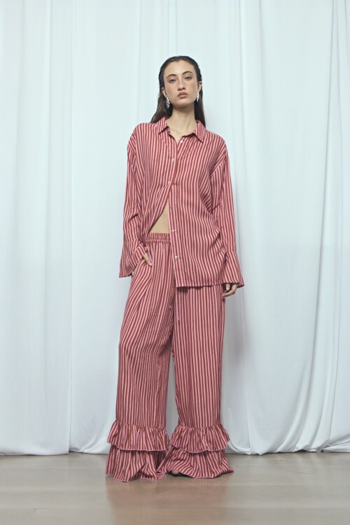 Pantalón rayado volado PREVENTA rosa
