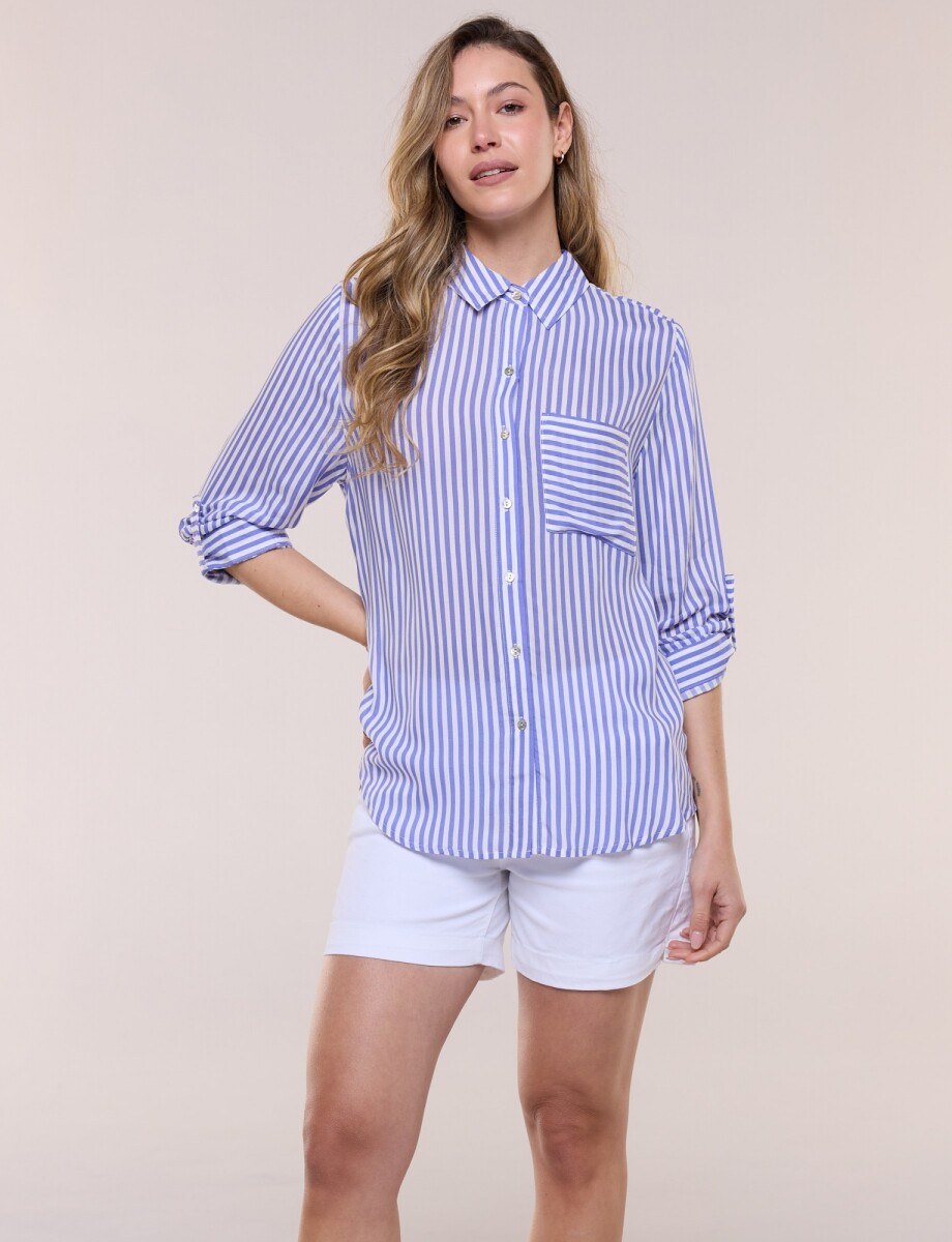 Camisa Lineas - Azul/blanco 