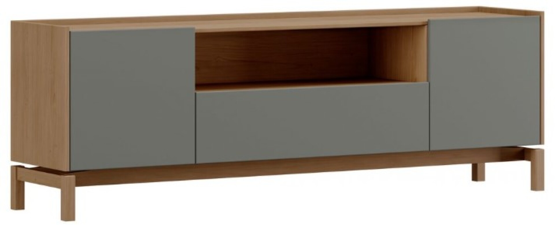 Rack Estante Barcelona – 2 Puertas y 1 Cajón Color Roble / Ferrolack 