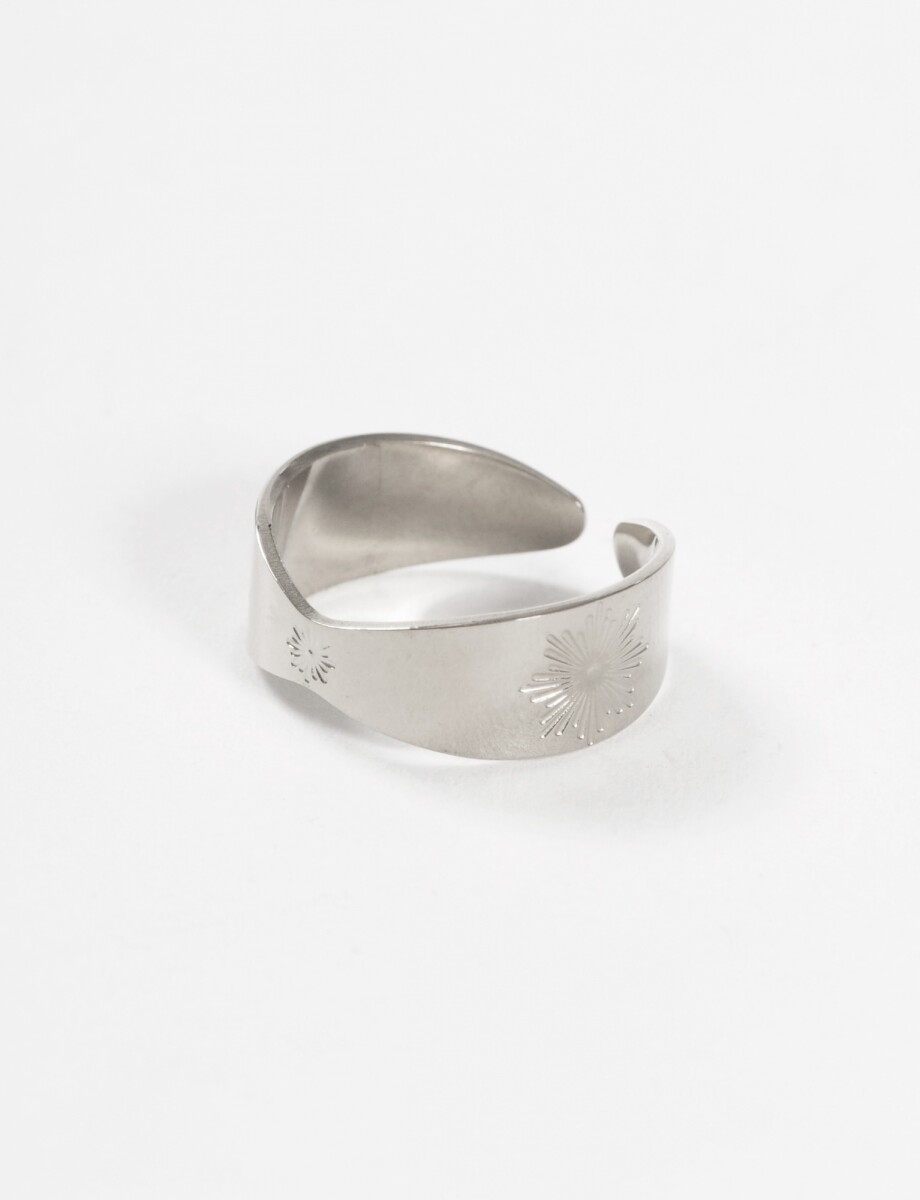 Anillo acero ajustable sol - plateado 