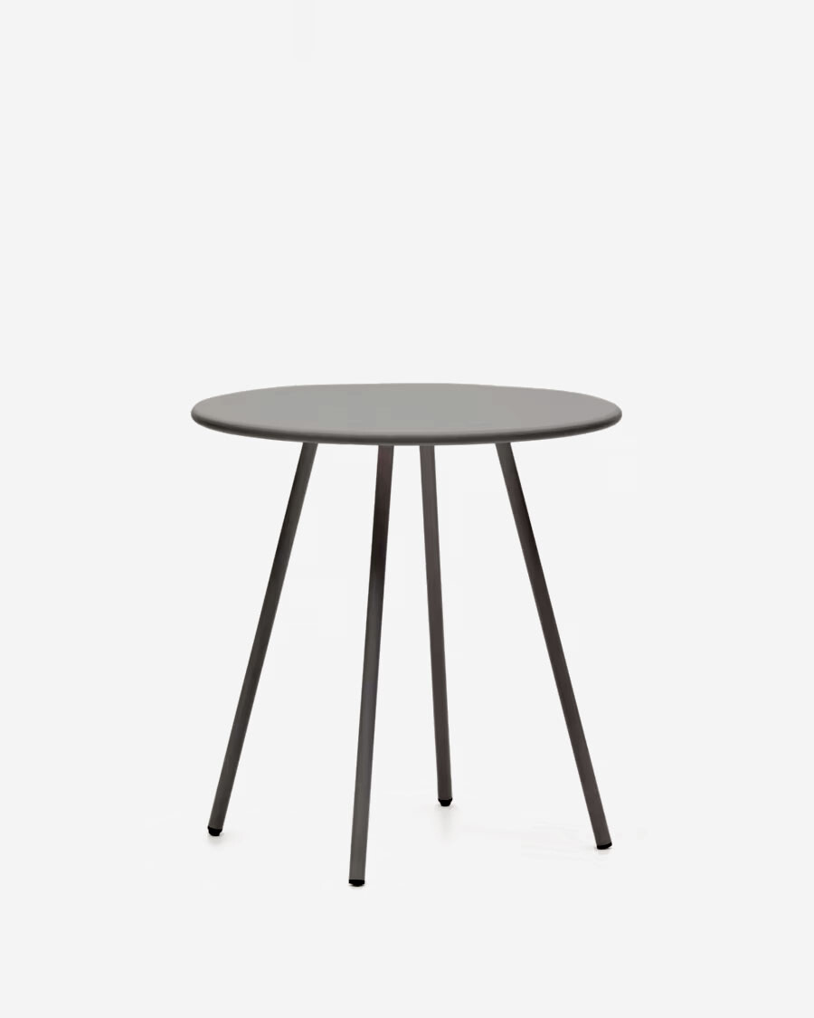 Mesa redonda de exterior Montjoi de acero con acabado gris Ø 70 cm