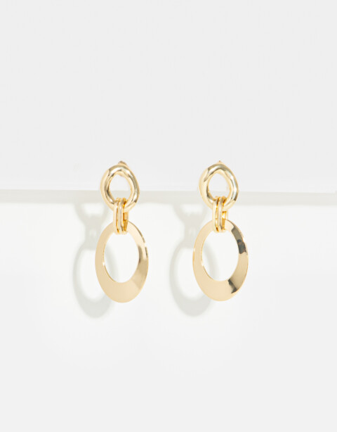Aros Colgantes Cortos Metal Aros De Eslabones - Dorado