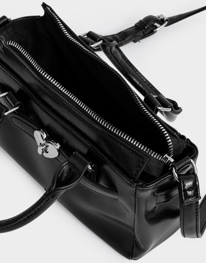 City Romántico Cartera City Con Broche - Negro