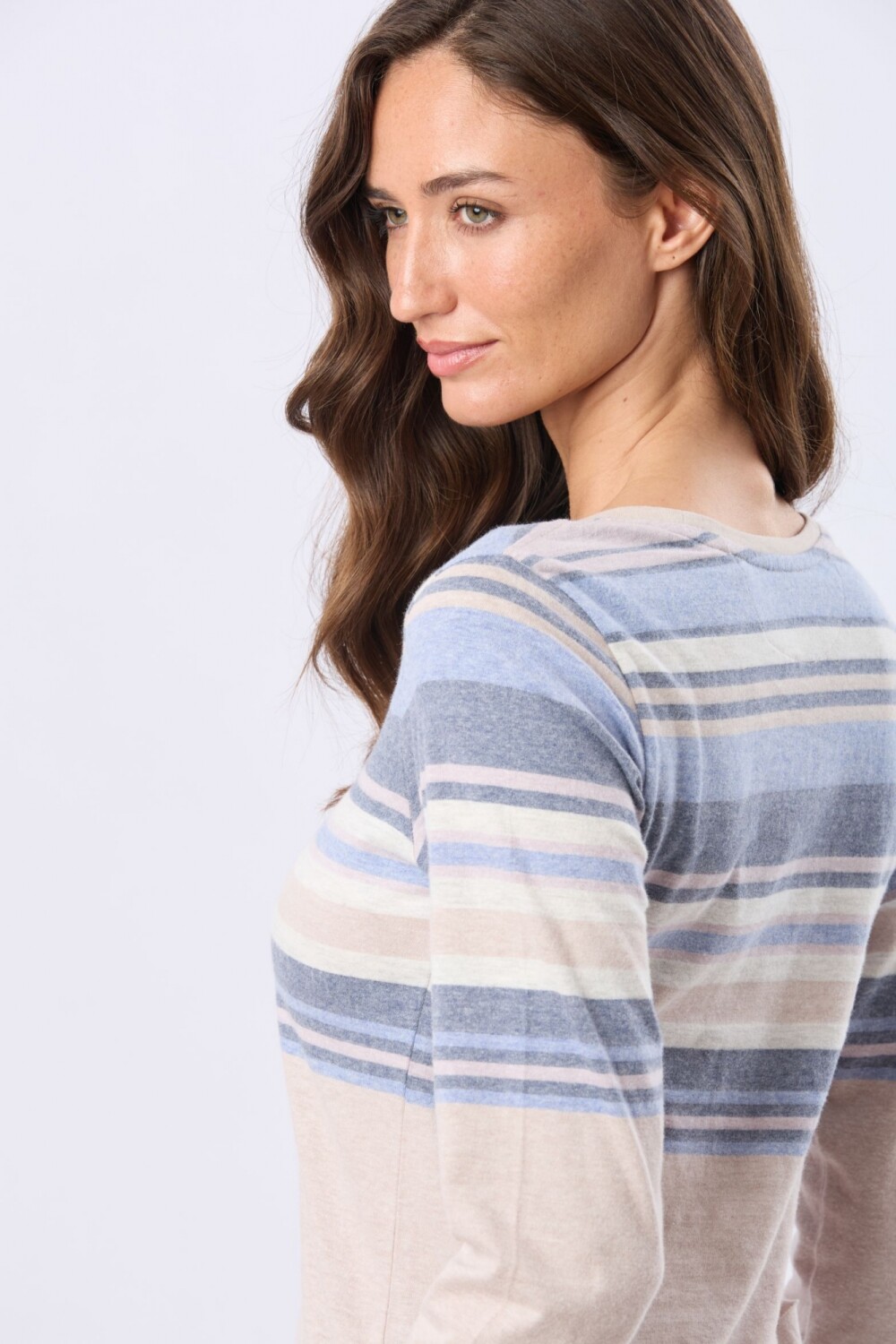 REMERA RAYADA DE ALGODÓN Beige