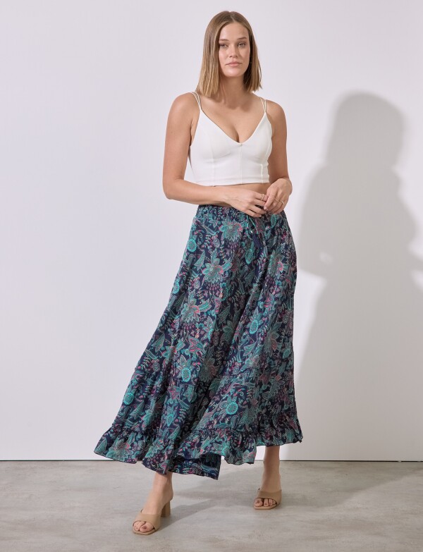 Falda Maxi Print MULTI/VERDE