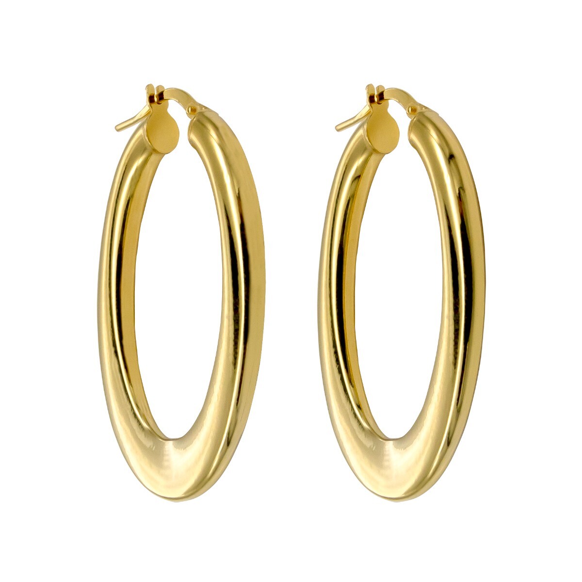 Par de aros de plata 925 con baño de oro amarillo. 