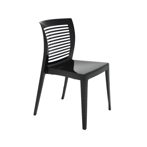 Silla apilable negra "VICTORIA" respaldo abierto TD0643