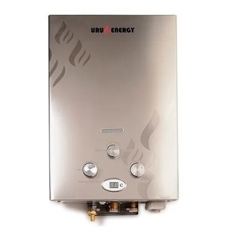 Calefón a gas GN Uruenergy TN008 plateado 8l/min con pantalla y encendido automático Calefón A Gas Gn Uruenergy Tn008 Plateado 8l/min Con Pantalla Y Encendido Automático