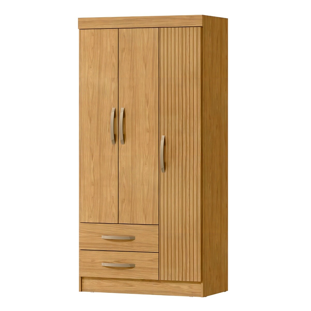 Ropero 3 Puertas 2 Cajones 5 Estantes Terrano Almendra 