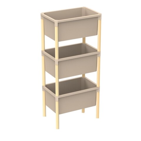 ESTANTERIA 3 CONTENEDORES 95x26x39CMS MADERA Y PP ESTANTERIA 3 CONTENEDORES 95x26x39CMS MADERA Y PP