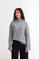 Sweater canalé con mangas oxford GRIS CLARO