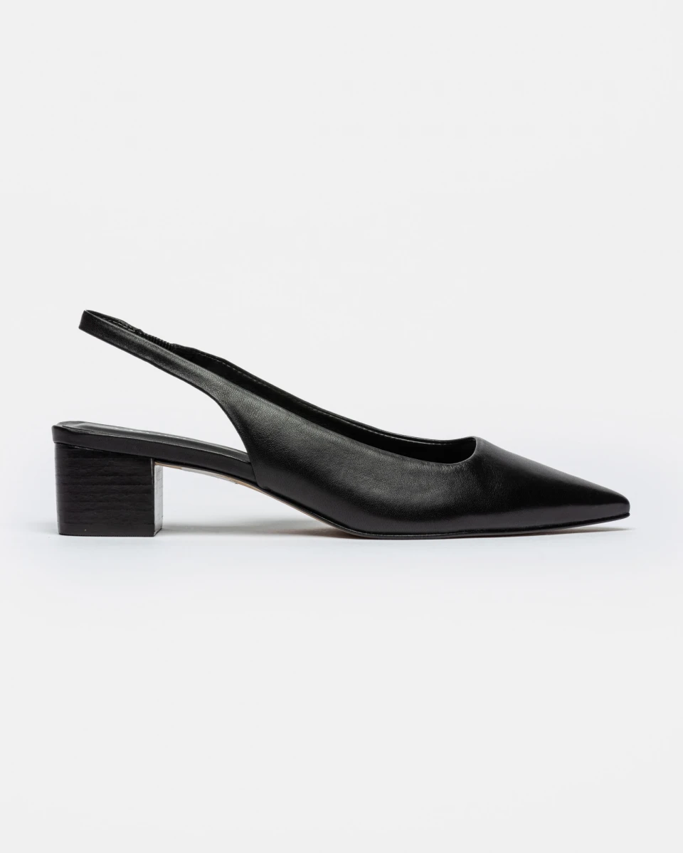 Stiletto Marga En Cuero Liso - Negro 