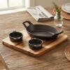 Set hierro salseras y soporte de madera 26x Set hierro salseras y soporte de madera 26x