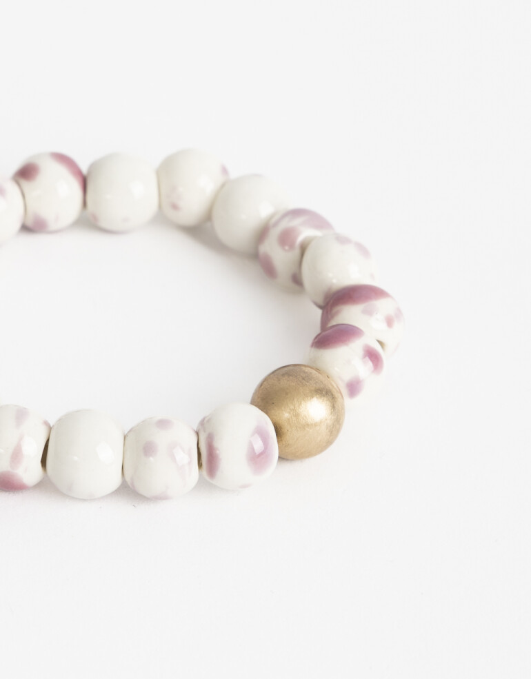 Pulseras Elásticas Color Pulsera Elástica Bolones Cerámica - Dorado