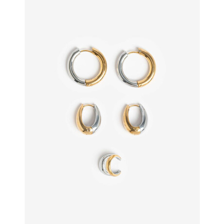 Set De Aros De Acero Combinacion Bicolor