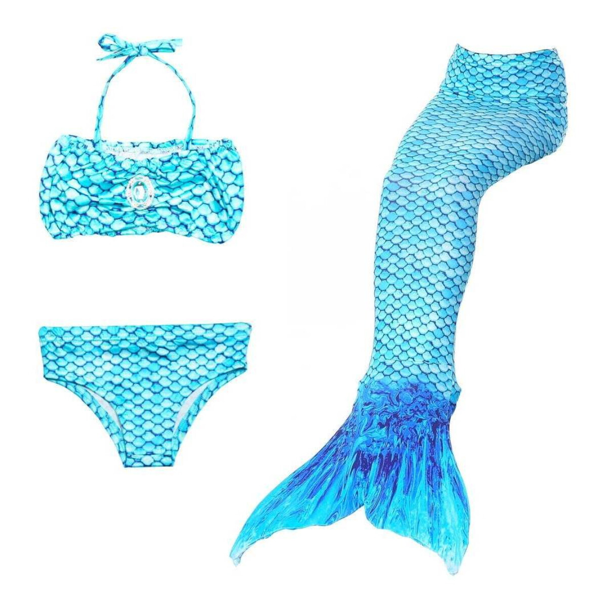 Traje De Baño Niña 3 Piezas Sirena Playa Piscina Cosplay - Variante Color Azul Talle 100 