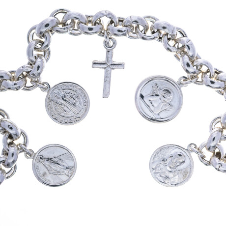 Pulsera de plata 925 Rolo y medallas Pulsera de plata 925 Rolo y medallas