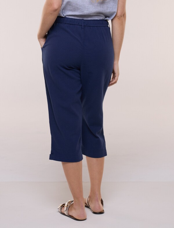 Capri Cintura Elastizada Y Detalle En Ruedo AZUL