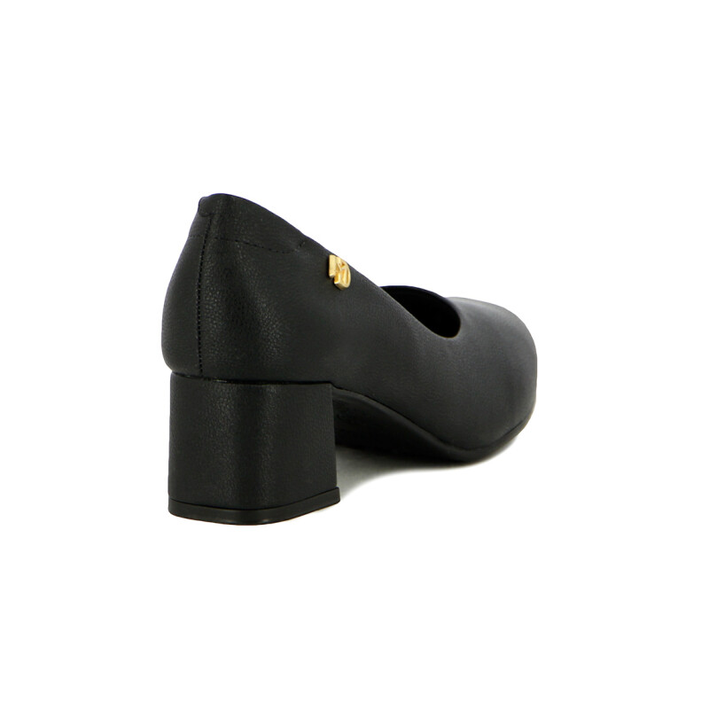 Modare Zapato De Dama Napa Taco Cuadrado Bajo P/ Redonda Negro