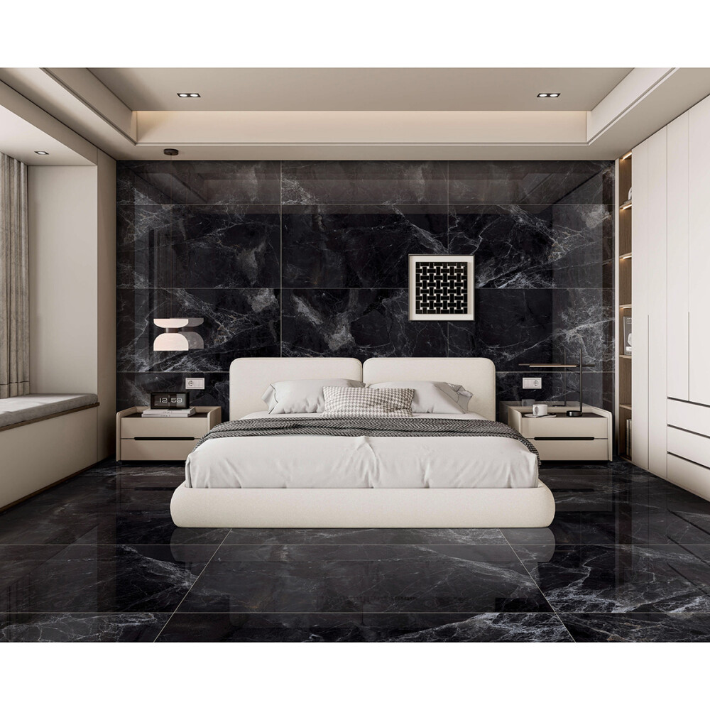 PORCELANATO GLIMEX BLACK 60x120 CM HIGH GLOSS Porcelanato Glimex Black 60x120 Cm High Gloss
