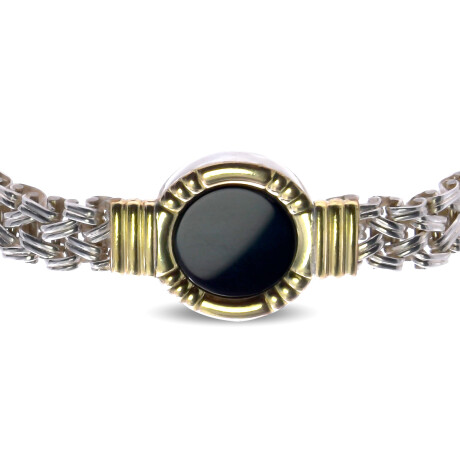 Pulsera de plata 925, double en oro 18 kres y ónix. Pulsera de plata 925, double en oro 18 kres y ónix.
