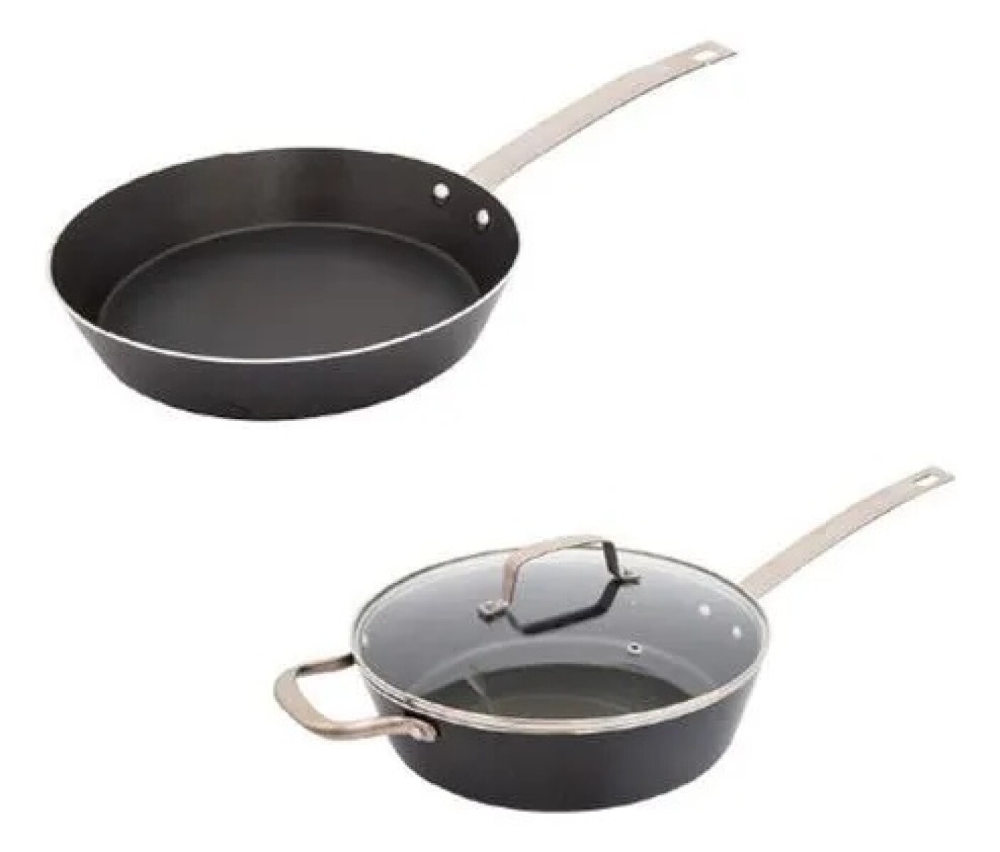 Set De Olla Con Tapa De 28x8cm + Sartén De 28x5cm Retro - Gris Oscuro 