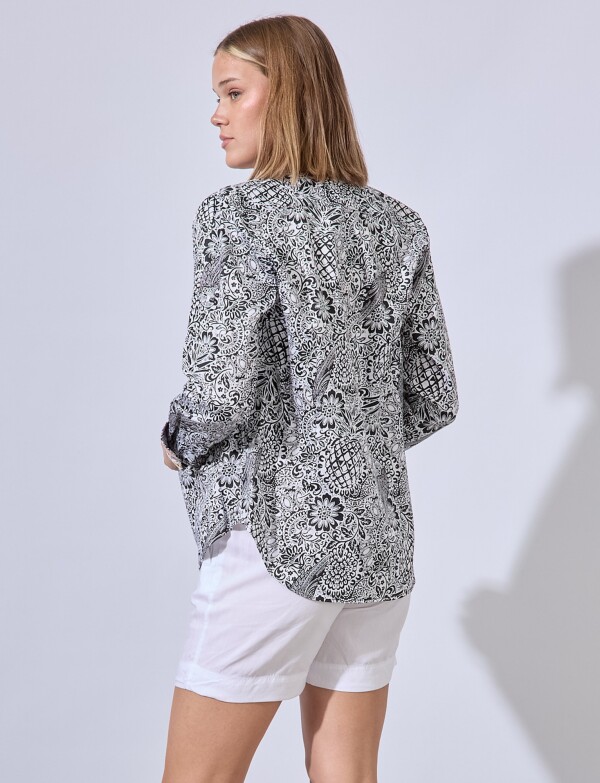 Camisa Algodon Print NEGRO/BLANCO